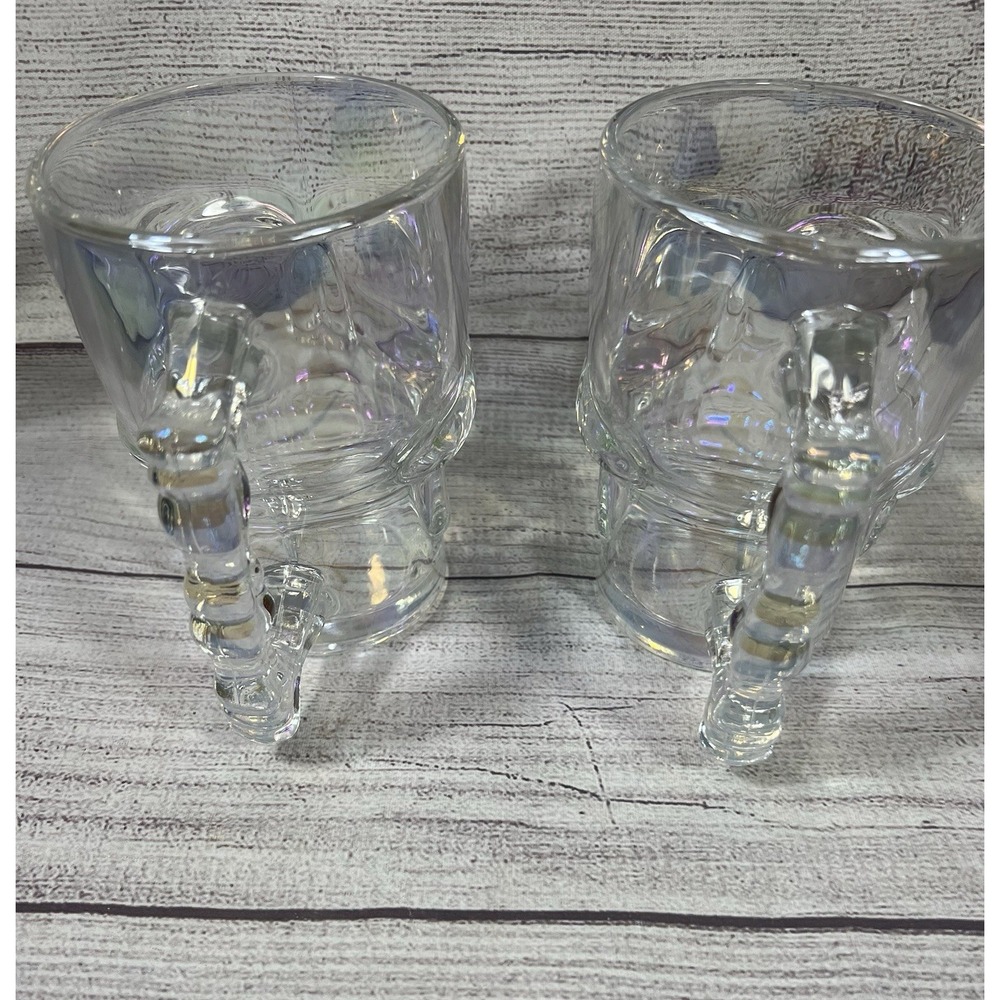 Vintage Iridescent Skull Glass Mug Set Halloween Gothic Barware - Picture 6 of 6